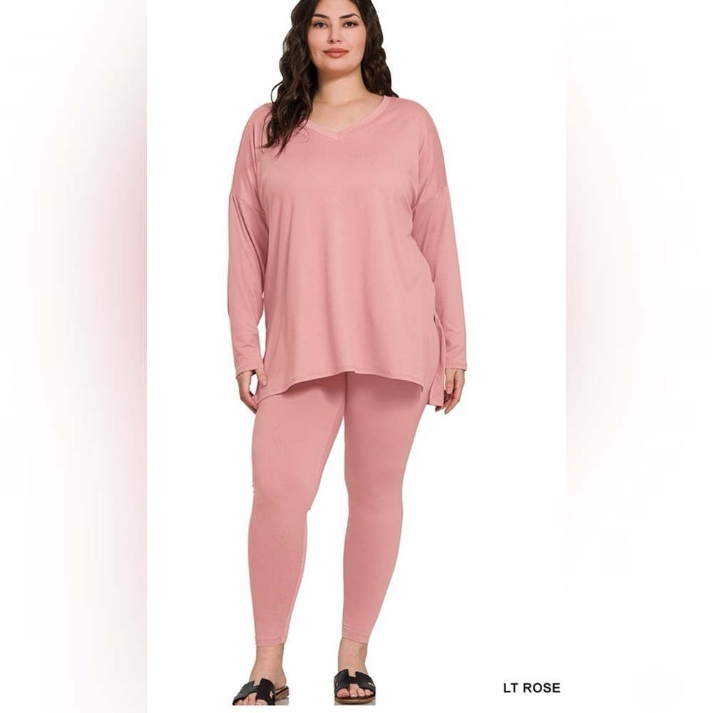 New!LAST ONE Plus Size Light Rose Long Sleeve Top and Leggings Set Size 1X 2X 3X